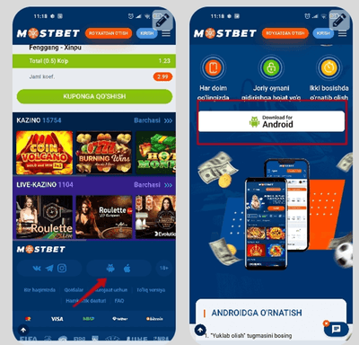 O'zbekistonda Android uchun Mostbet APK-ni yuklab oling