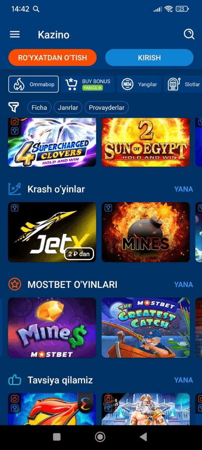 Android uchun Mostbet uz (.apk) ni bepul yuklab oling